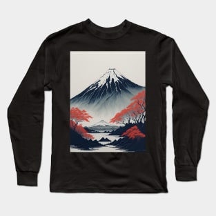 Serene Mount Fuji Sunset - Peaceful River Scenery Long Sleeve T-Shirt